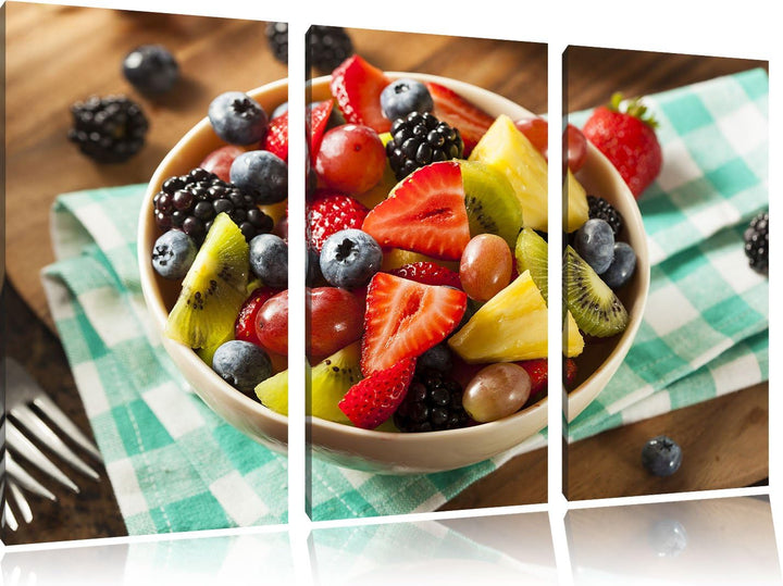 Pixxprint Gesunde Obstvielfalt / 3-Teilig/Gesamtmass 120cm Leinwandbild bespannt auf Holzrahmen/Wand