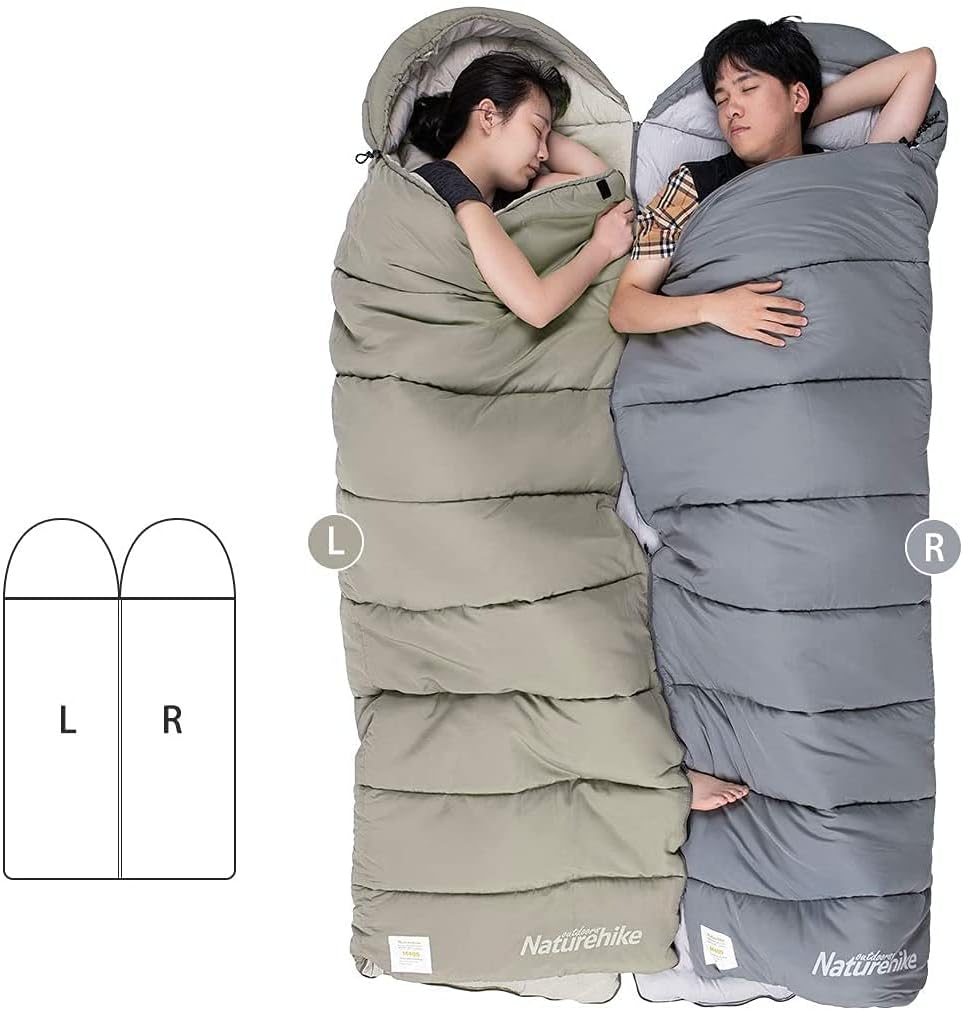 Naturehike Schlafsack mit Kapuze, 3-Jahreszeiten-Schlafsack, Leicht, Tragbar und Spleissbar, Gefüllt