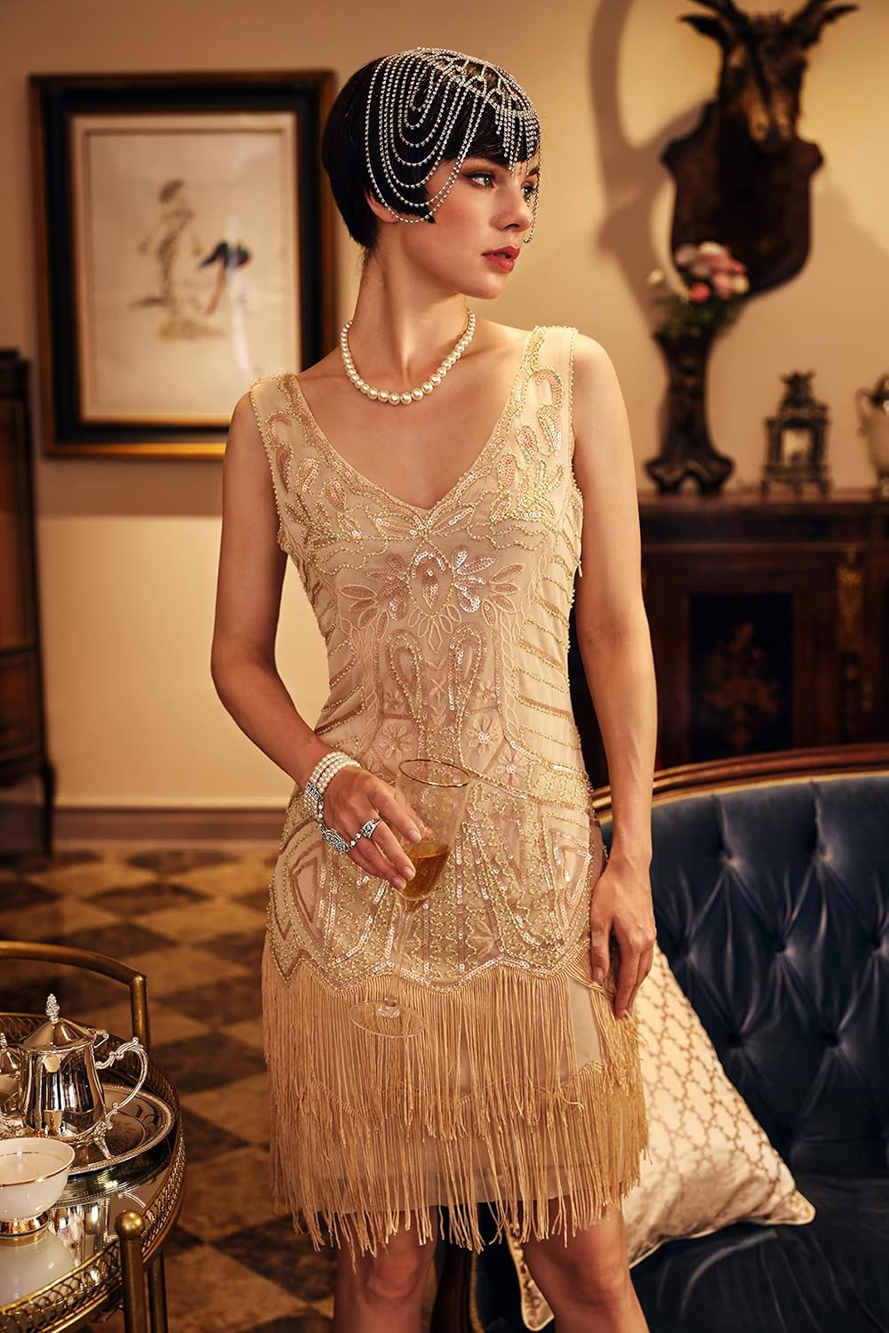 BABEYOND Damen Classic Cocktailkleid S Beige, S Beige