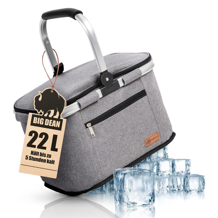Kühlkorb 22L bis zu 5 Stunden kühl - Einkaufskorb Thermo Einkaufskorb Kühltasche Isolierkorb Thermok