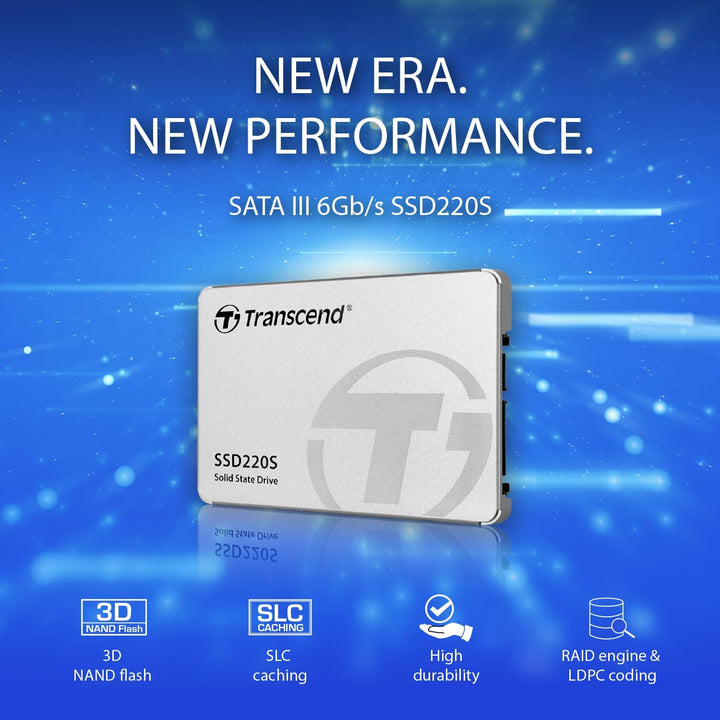Transcend 480GB SATA III 6Gb/s SSD220S 2.5” SSD TS480GSSD220S 480GB Standardverpackung, 480GB Standa