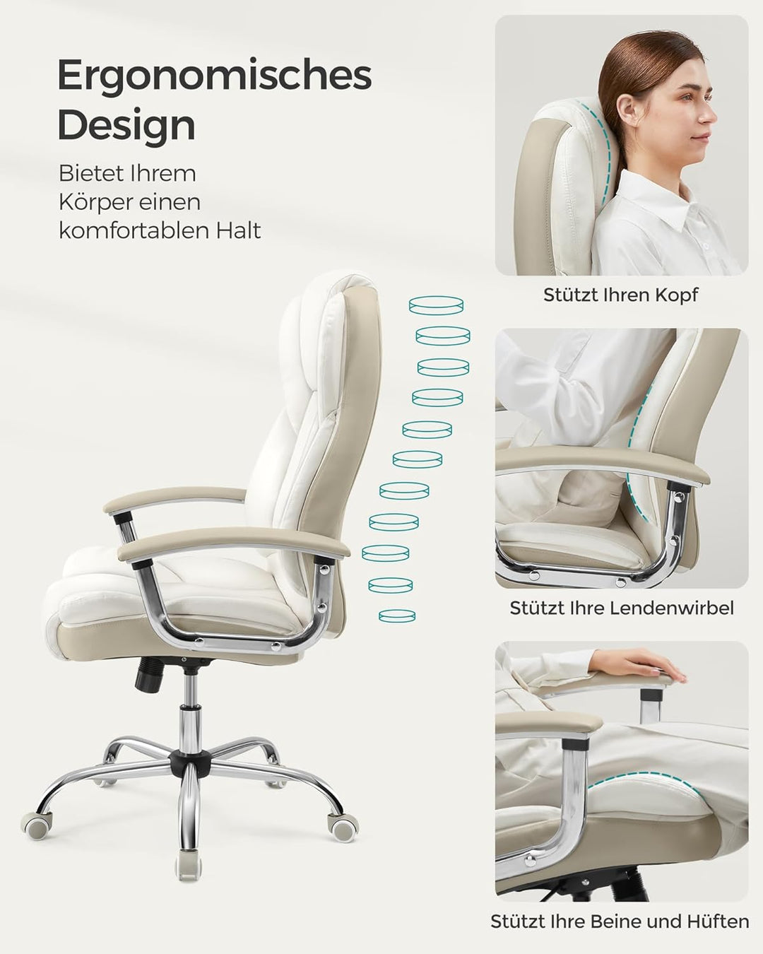 SONGMICS Bürostuhl, Schreibtischstuhl, Gaming-Stuhl mit Armlehnen, Computerstuhl, Chefsessel, höhenv