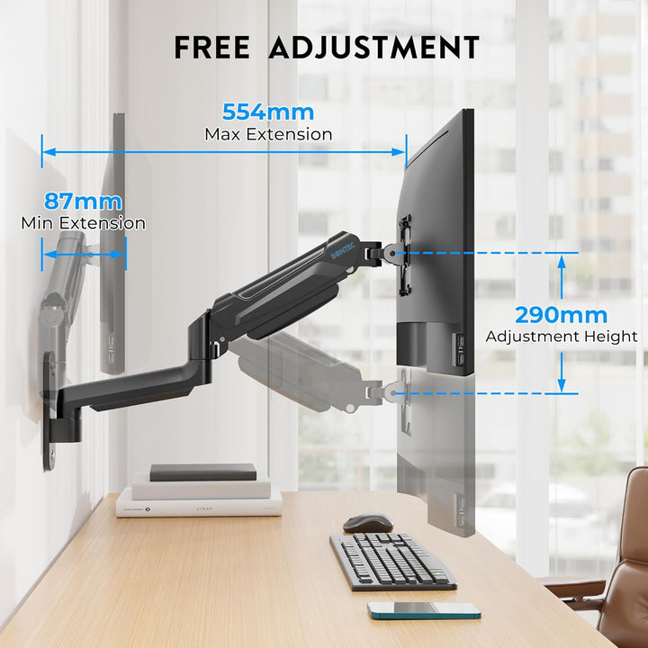 BONTEC 13-42 Zoll Monitor Wandhalterung mit VESA Extension Kit für PC Monitor &amp; TV bis 8 kg, Voll Ei
