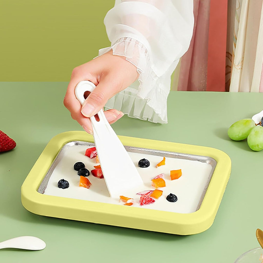 Gerät Für Die Herstellung Von Gerolltem Tablett Für Joghurt Rollen | Kühlplatte mit 2 Spateln Für Er
