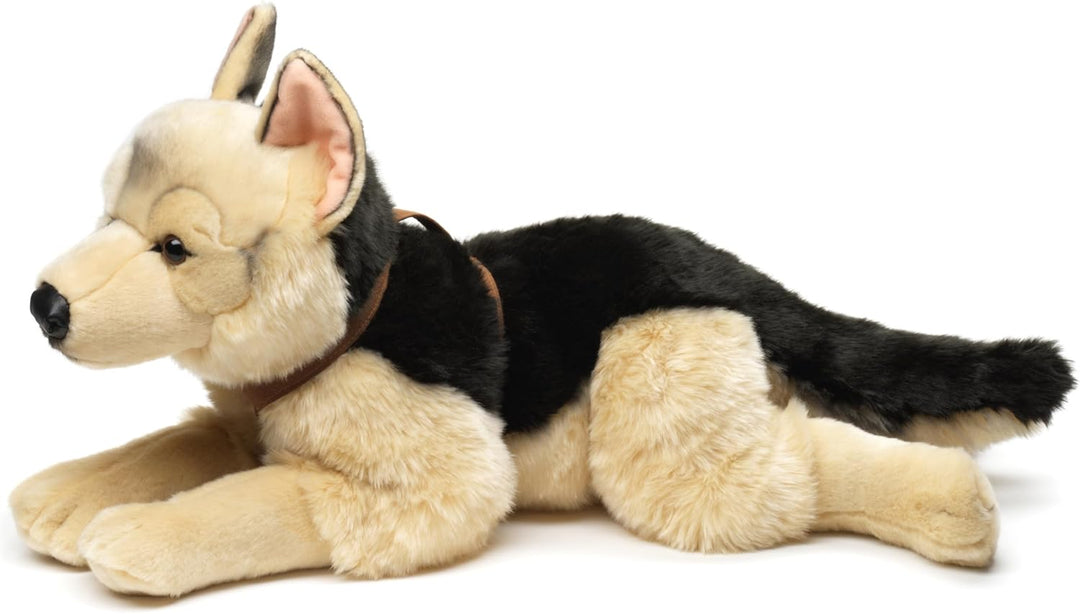 Uni-Toys - Deutscher Schäferhund, liegend (mit Geschirr) - 65 cm (Länge) - Plüsch-Hund, Haustier - P