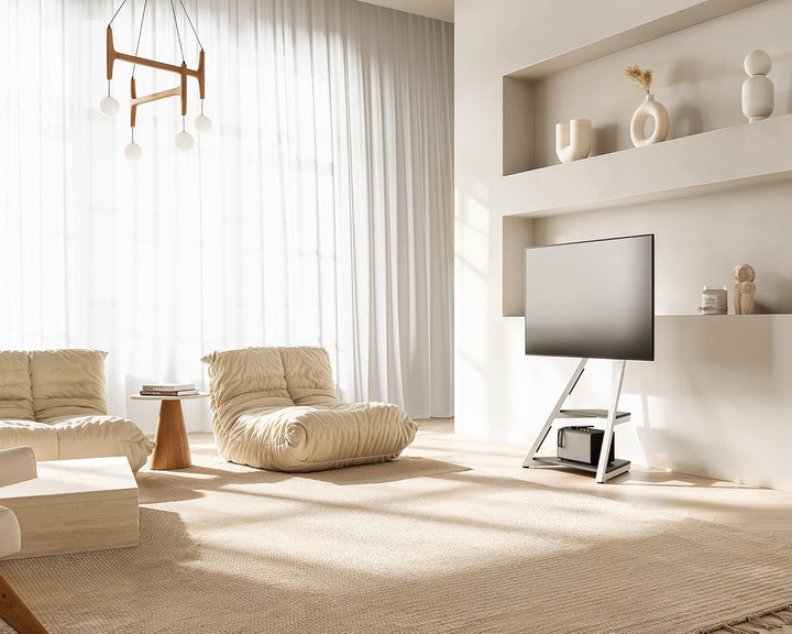 FITUEYES Design TV Ständer Rollbar, Mobiler TV Stand mit Rollen für 32 40 43 55 65 Zoll Flach & Curv