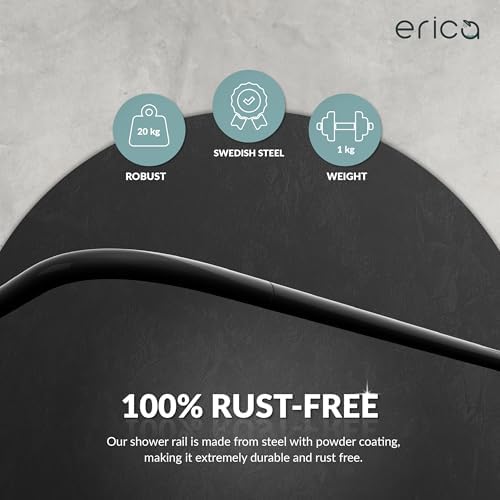 Erica Duschvorhangstange L form 70x90, 70x160 oder 90x140 cm + 24 Duschvorhangringe | Duschvorhang s