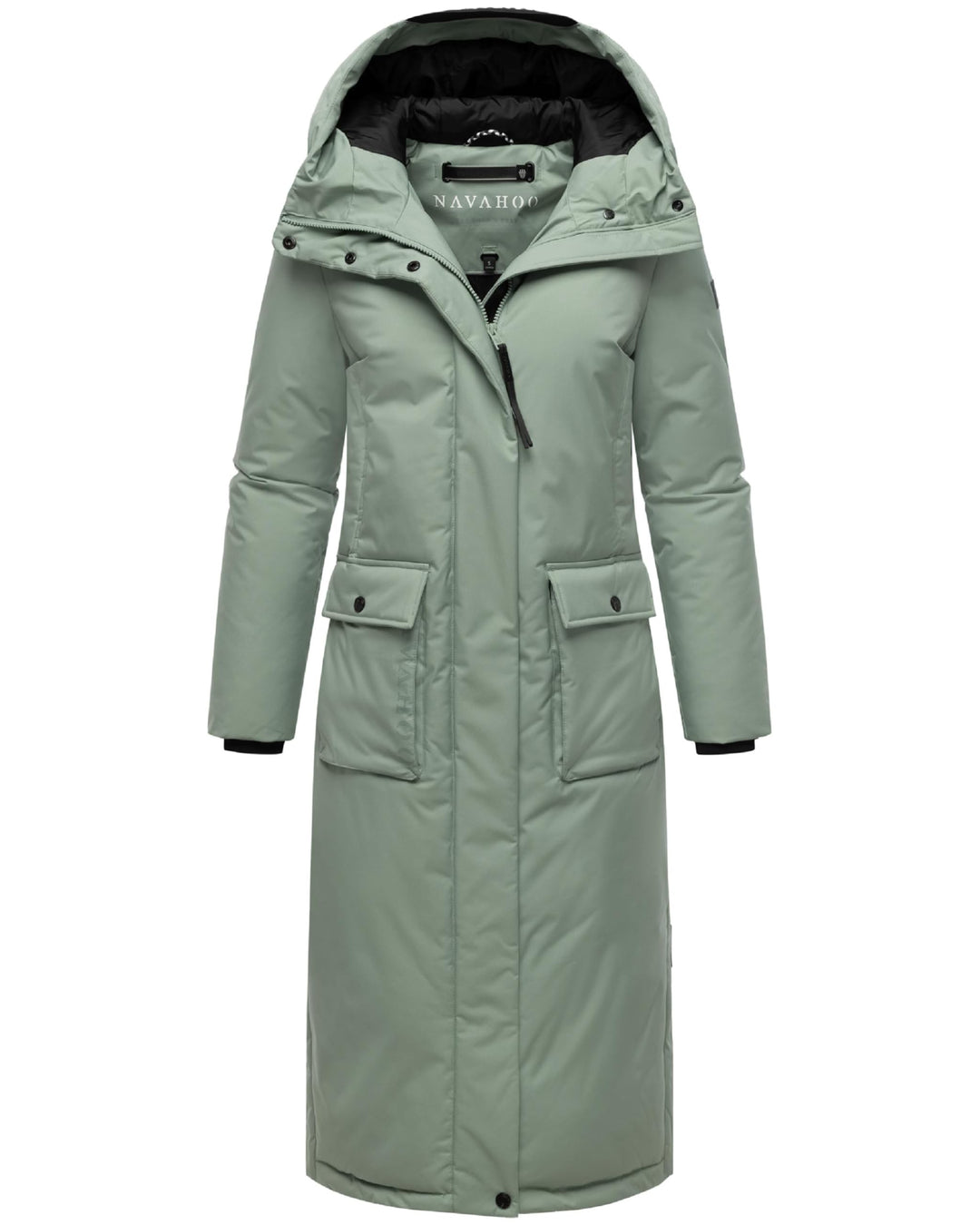 Navahoo Damen Wintermantel Warmer Mantel extralang mit Kapuze Wolkenfrost XIV XS-XXL XS Smokey Mint,