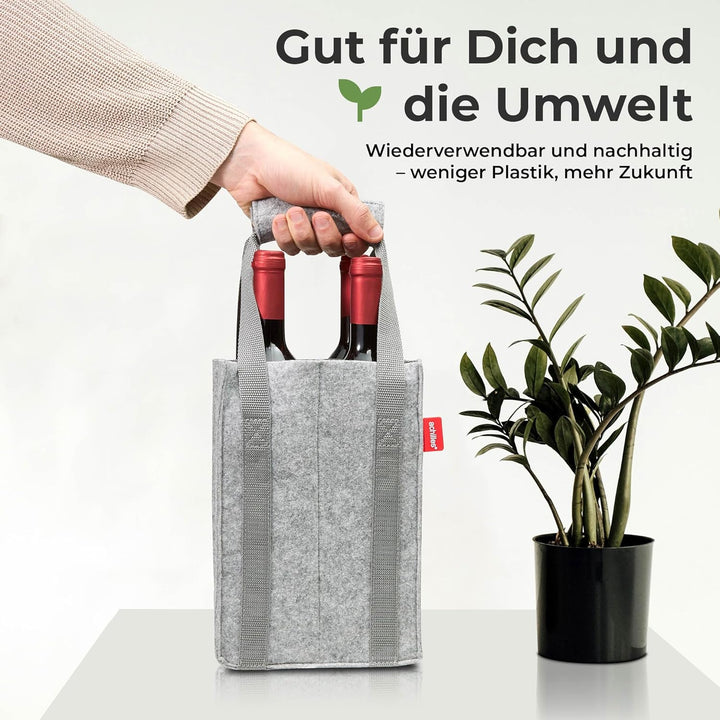 achilles Flaschentasche 4 Fächer je 1,5 Liter – 100% recycelter Filz – Reissfester Flaschenkorb – Fa