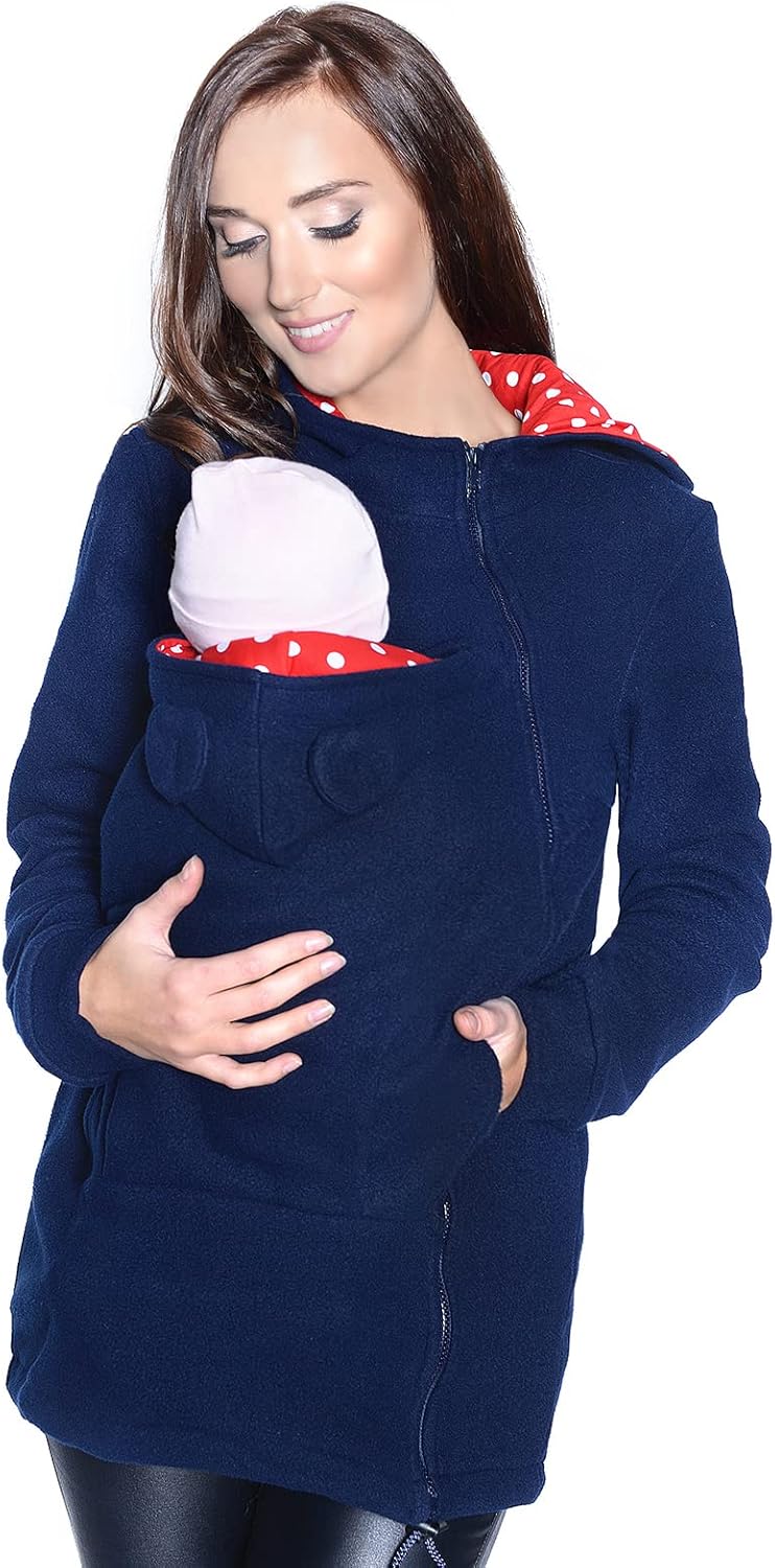 Tragejacke / Fleecepullover für Tragetuch Tragepullover für beide 3073A (38, Dunkelblau) 38 Dunkelbl