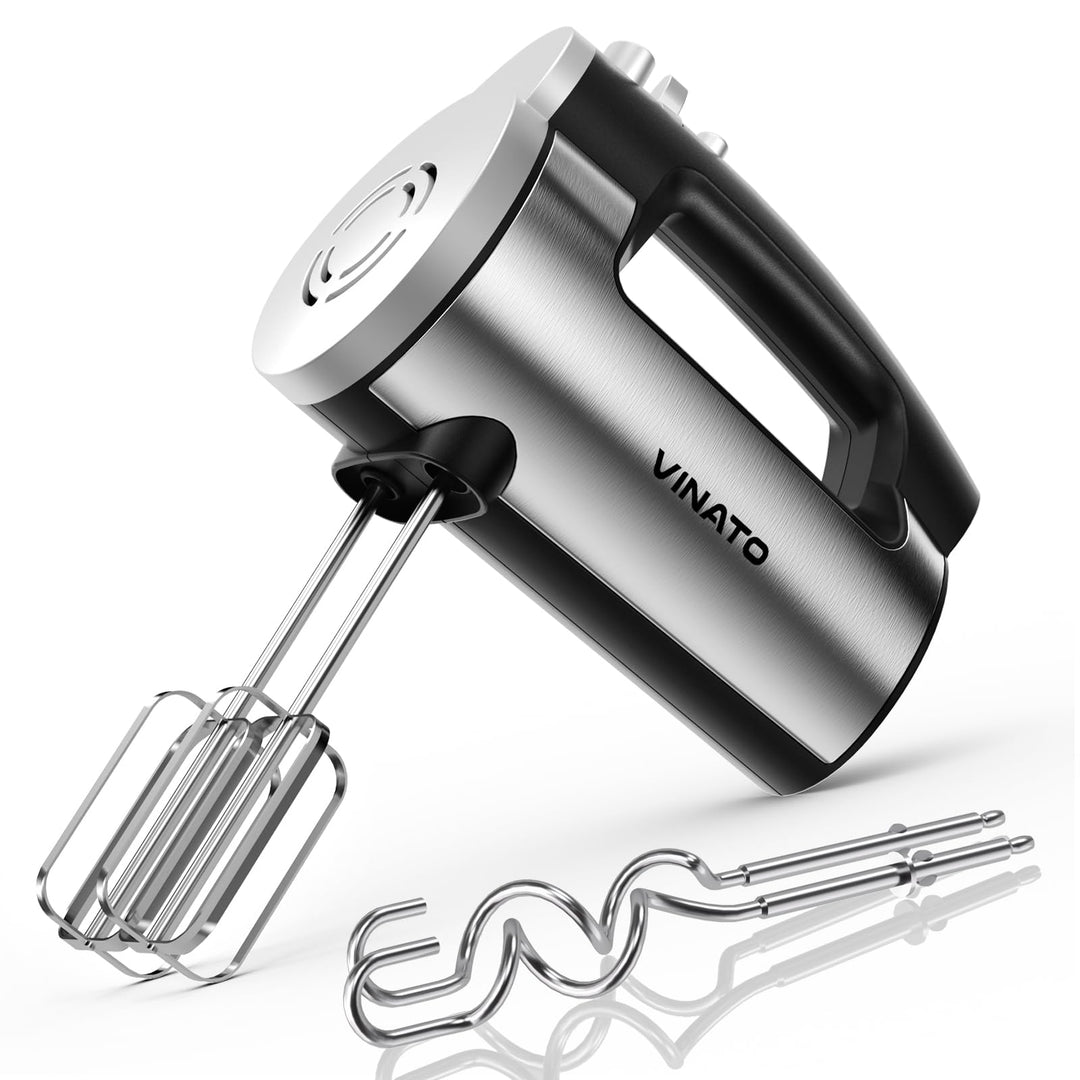 VINATO Elektrischer Handmixer, 300 Watt Handrührgerät mit 5 Geschwindigkeitsstufen, Handrührer mit 2