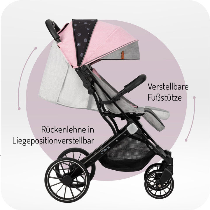 MoMi ESTELLE PLUS LIGHT Kinderwagen ab 6. Monat (bis 22 kg), klappbarer Buggy mit 5-Punkt-Sicherheit