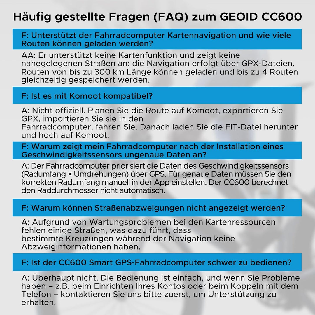 GEOID CC600 GPS Fahrradcomputer, 2,4-Zoll-Farbbildschirm, Kabellos Wasserdicht Fahrrad Tacho, Streck