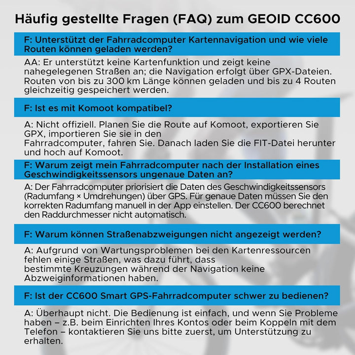 GEOID CC600 GPS Fahrradcomputer, 2,4-Zoll-Farbbildschirm, Kabellos Wasserdicht Fahrrad Tacho, Streck