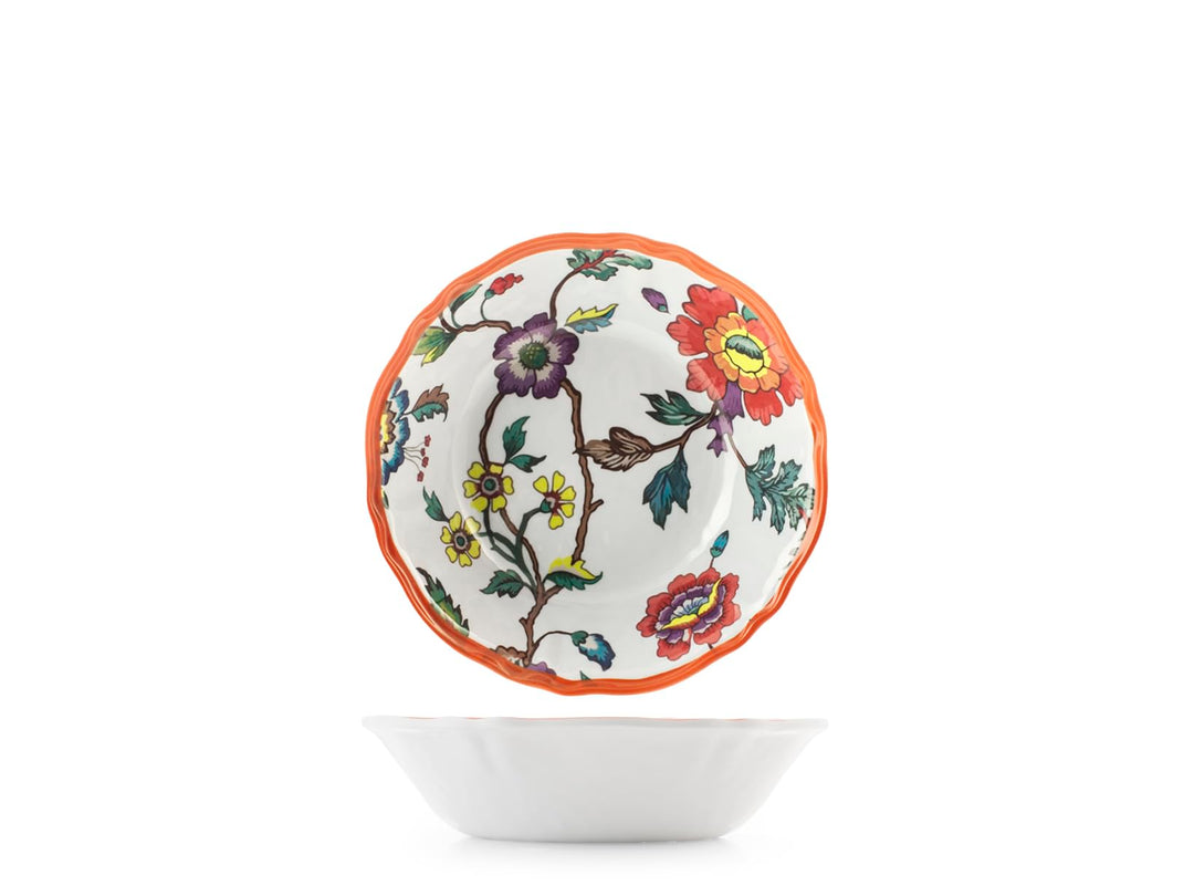 H&H, Set mit 6 Suppentellern aus Melamin dekoriert – Kollektion Blossom | Ø 19 cm | florales Design