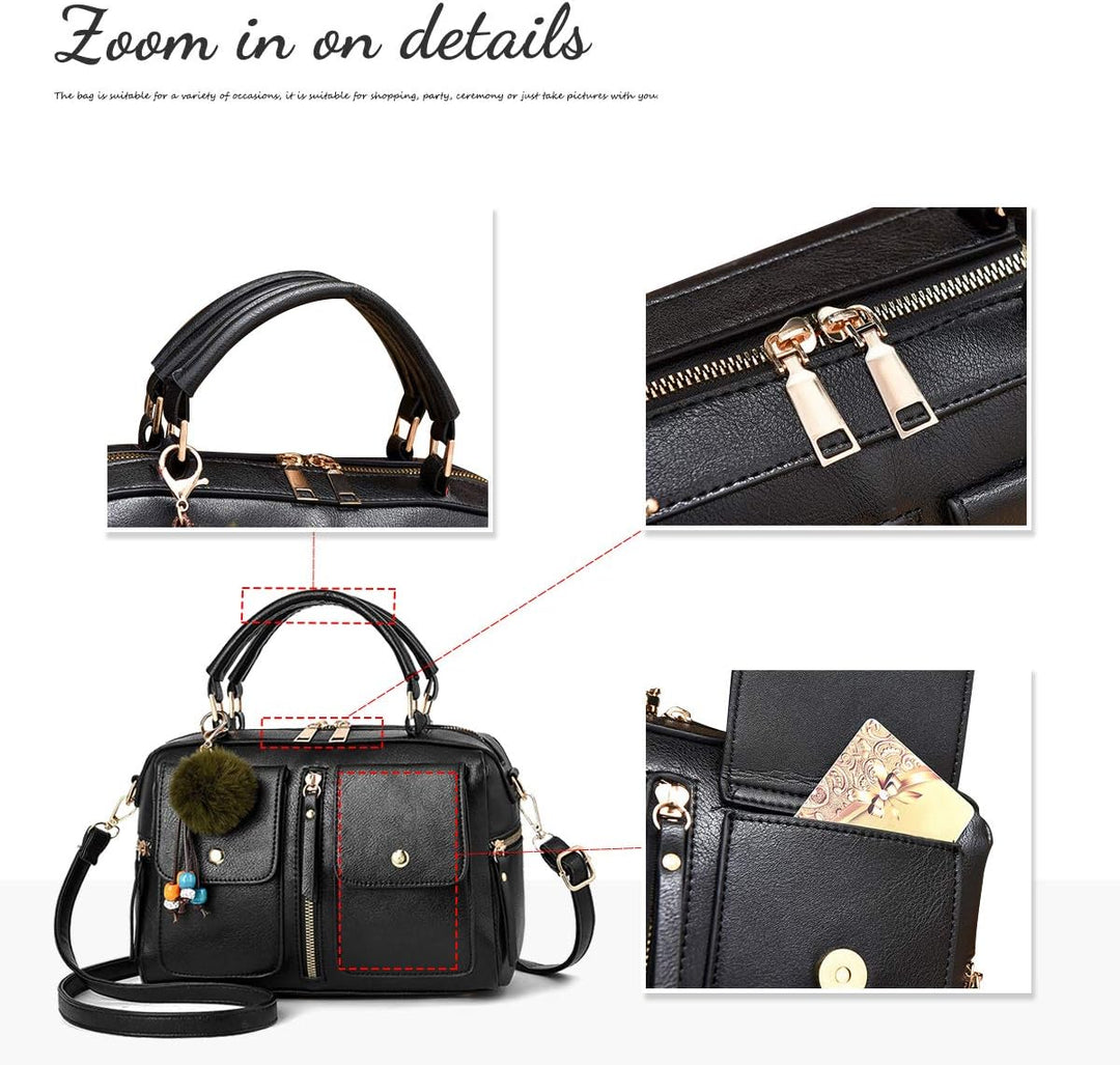 NICOLE & DORIS Damen Mode Handtaschen Modestil Kunstleder Tasche Reissverschluss Umhängetasche Damen