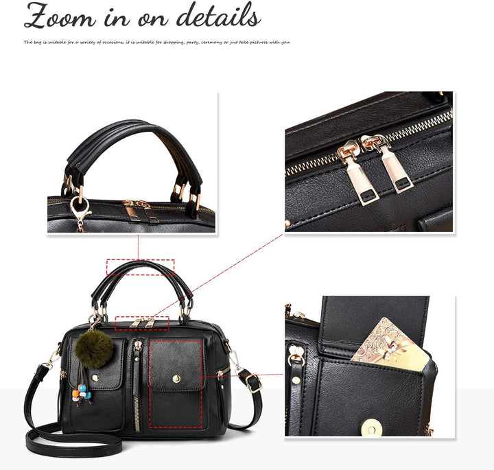 NICOLE & DORIS Damen Mode Handtaschen Modestil Kunstleder Tasche Reissverschluss Umhängetasche Damen