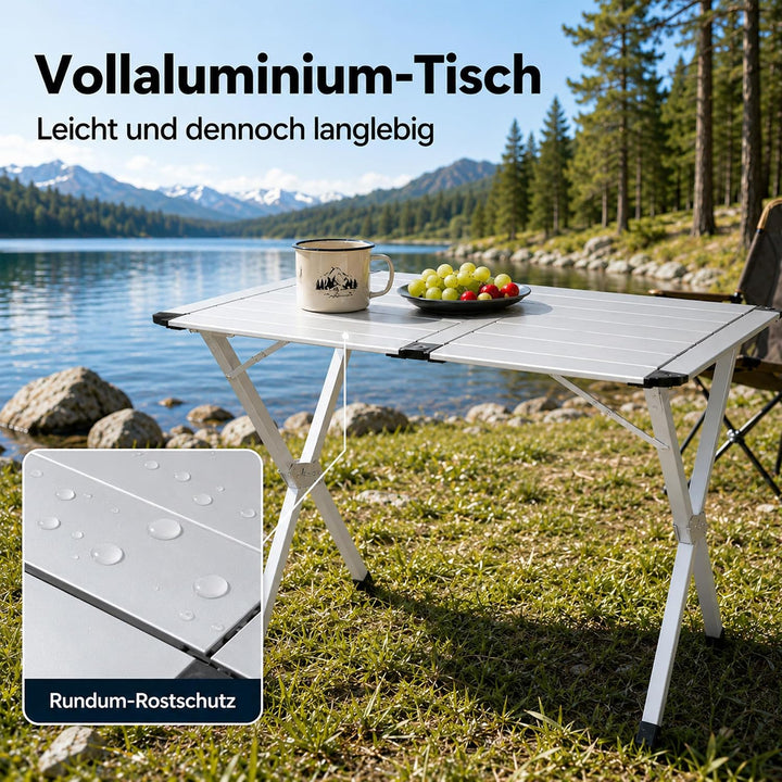 High Peak Campingtisch klappbar, 110x72cm Aluminium Picknicktisch Outdoor | Grosse Tischfläche, X-Fo