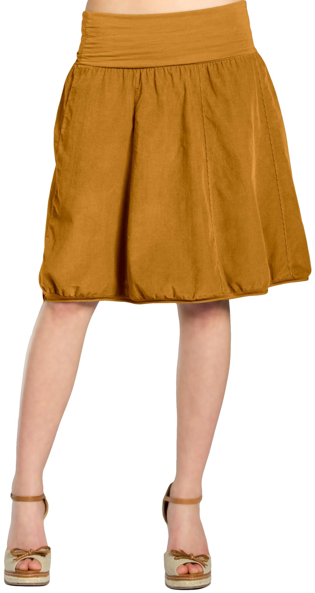 Caspar RO004 Damen Cord Rock Knielang, Curry