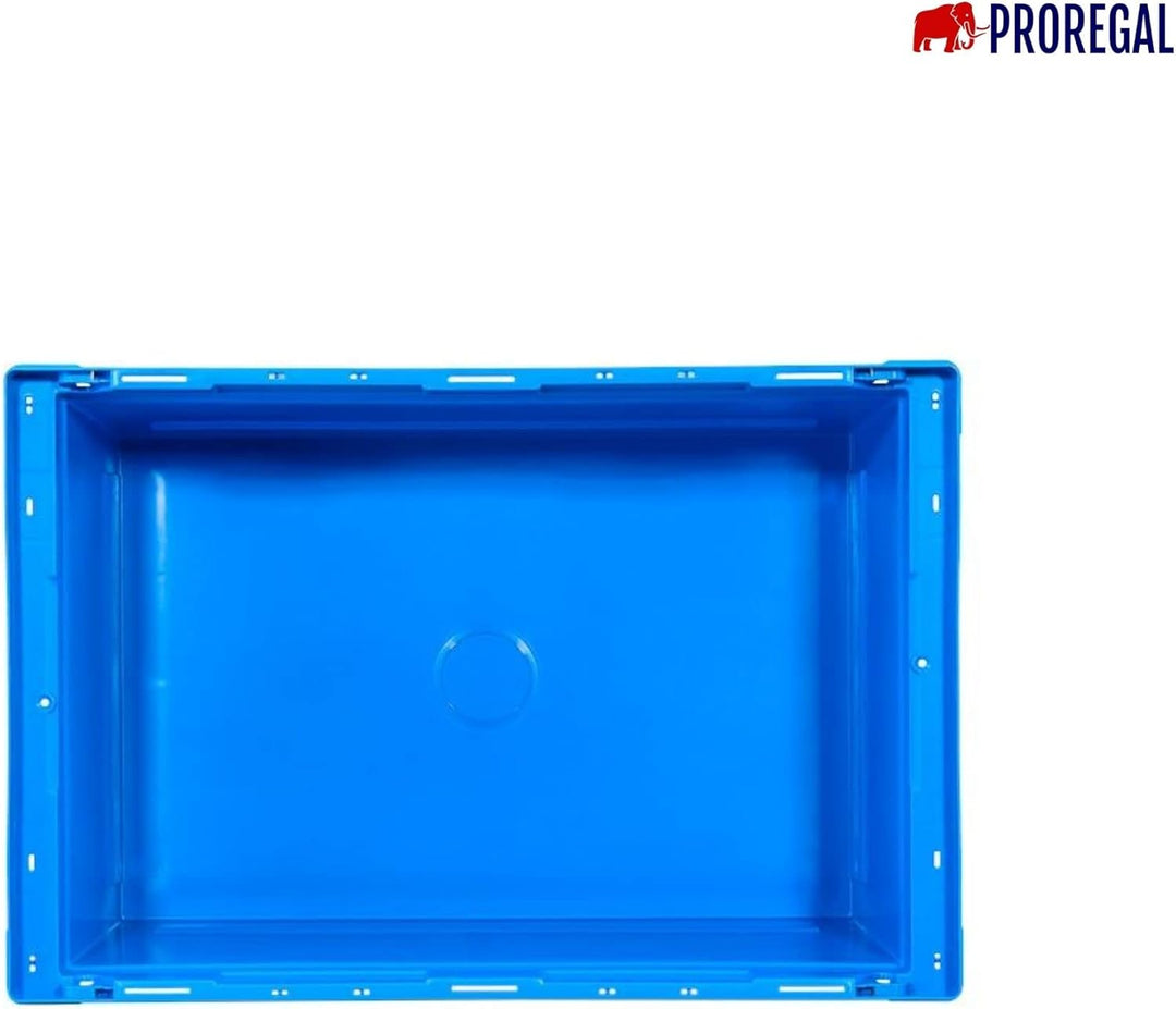 PROREGAL Conical Mehrweg-Stapelbehälter mit Stapelbügel Blau | HxBxT 17,3x40x60cm | 29 Liter | Lager