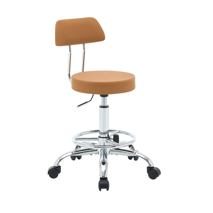 FIRAVOE Rollhocker höhenverstellbar 49,5–67,6 cm mit Rückenlehne und Fussstütze, ergonomischer Drehh