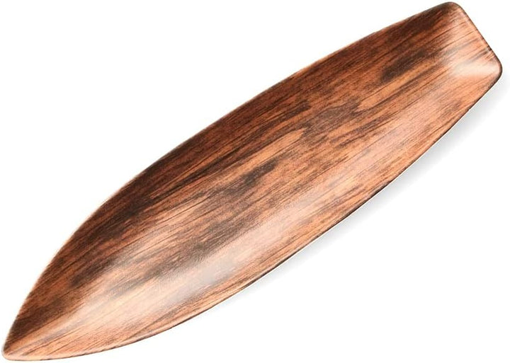 Porzellan Olivenschale 38 cm "Wood Dekor" Set 7-tlg. mit sechs Pieksern Holz Dekor Braun 38cm, Holz