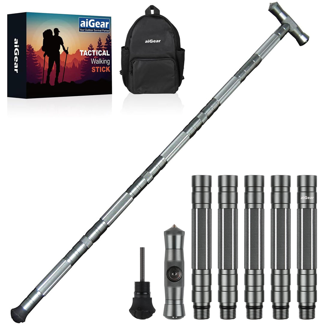 aiGear Taktischestöcke/Wanderstöcke | CNC Bearbeitete Aluminium Taktische Cane | Taktischer Stock |