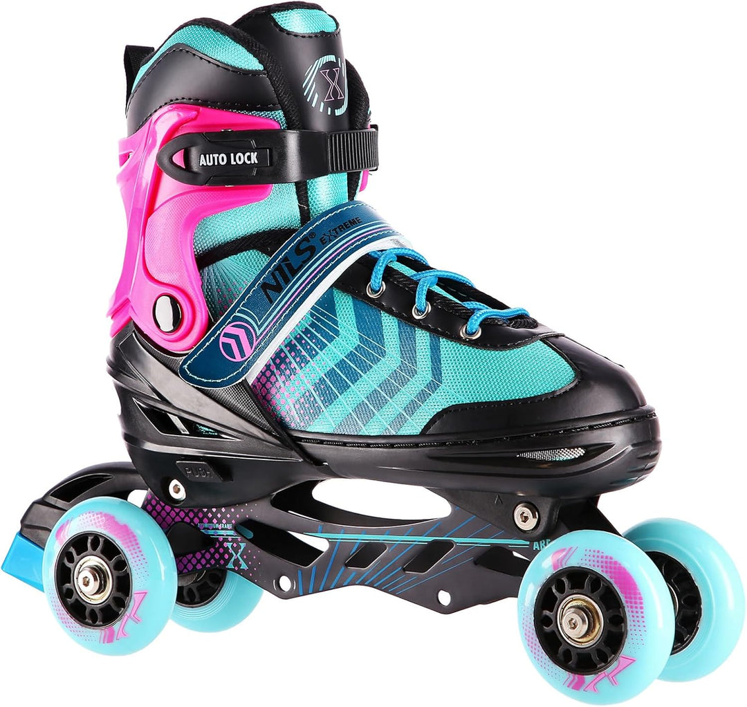 Nils Extreme 4-In-1 Inliner Eishockey Devin, Farbe:Schwarz-Violett, Grösse:S(29-33)