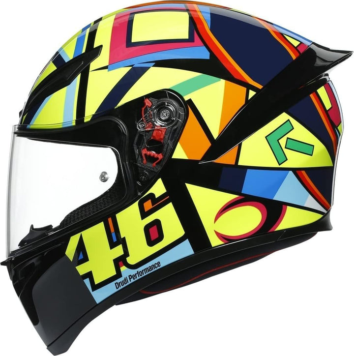 AGV Unisex-Adult K1 E2205 TOP Motorrad Helm, Gelb/Blau/Rot, XL