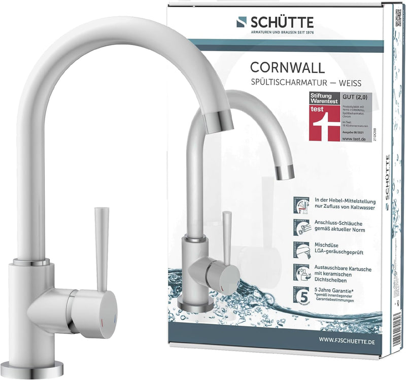 SCHÜTTE 79136 CORNWALL Spültischarmatur, Wasserhahn Küche, Energiesparfunktion, 360° schwenkbar, ide