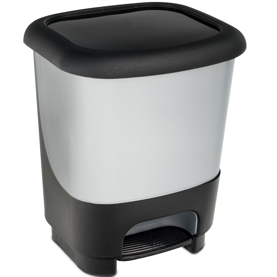 Hummelladen Mülleimer Treteimer 10 Liter eckig 27x23x32cm grau Kunststoff Klein separater Eimer Küch
