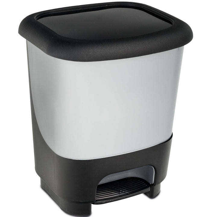 Hummelladen Mülleimer Treteimer 10 Liter eckig 27x23x32cm grau Kunststoff Klein separater Eimer Küch