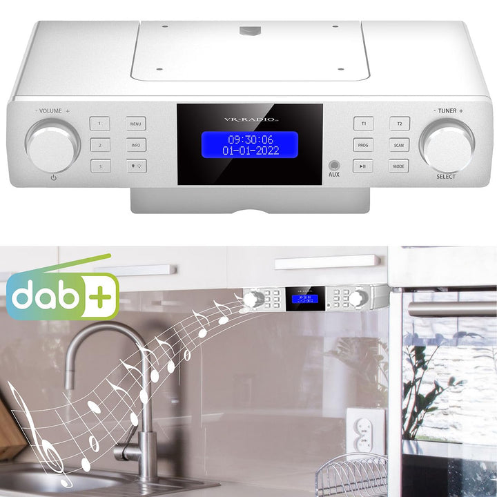 VR-Radio Digitalradio: Unterbau-Küchenradio DAB+/UKW, RDS, Wecker, Timer, LCD-Display, AUX (Unterbau