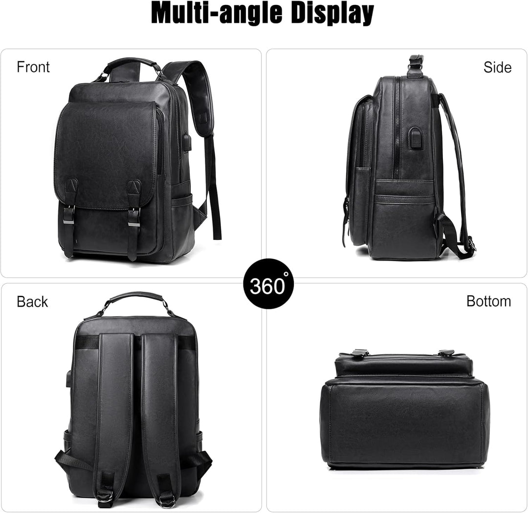 FANDARE Rucksack Laptop Wasserdicht Handgepäck Rucksack Wasserdicht PU-Leder Schulrucksack Herren Da
