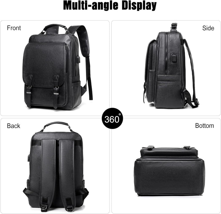 FANDARE Rucksack Laptop Wasserdicht Handgepäck Rucksack Wasserdicht PU-Leder Schulrucksack Herren Da