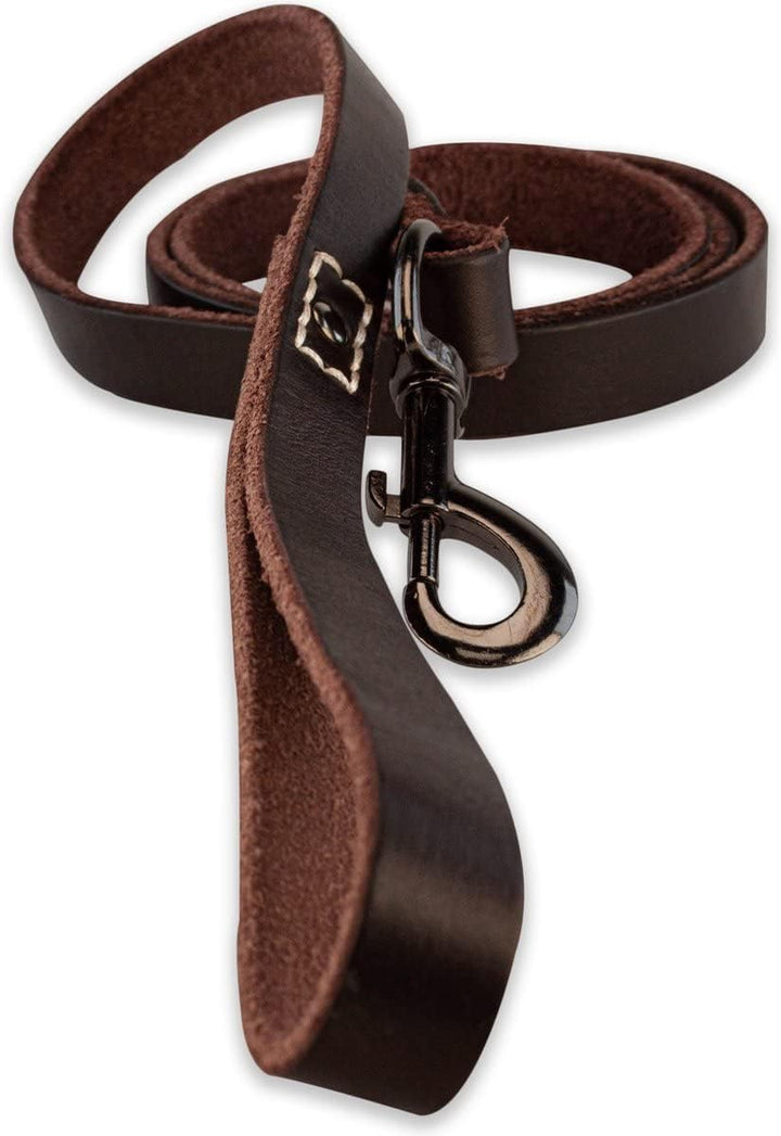 Leder Hundeleine - mit Naht - 180cm - Braun/schwarz Braun/Schwarz 180cm, Braun/Schwarz 180cm
