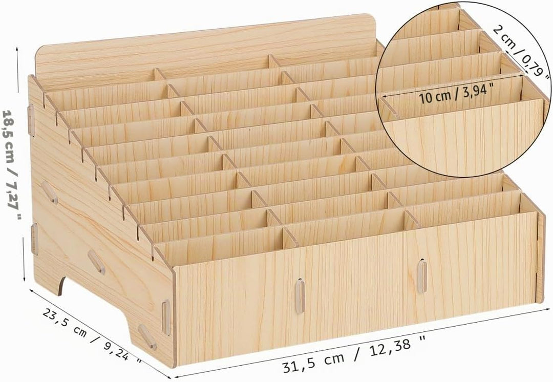 Operitacx Handy-Aufbewahrung für Schule, Handy, Gitter, Organizer, Holz, 30 Steckplätze, Handybox, K