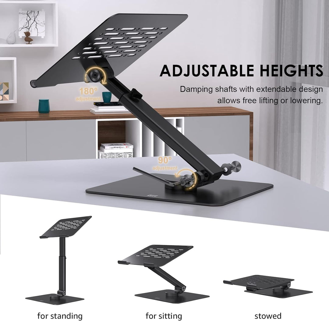 Minthouz 360° Schwenkbarer Laptop Ständer für Schreibtisch, Höhe/Winkel Verstellbare Laptop Halterun