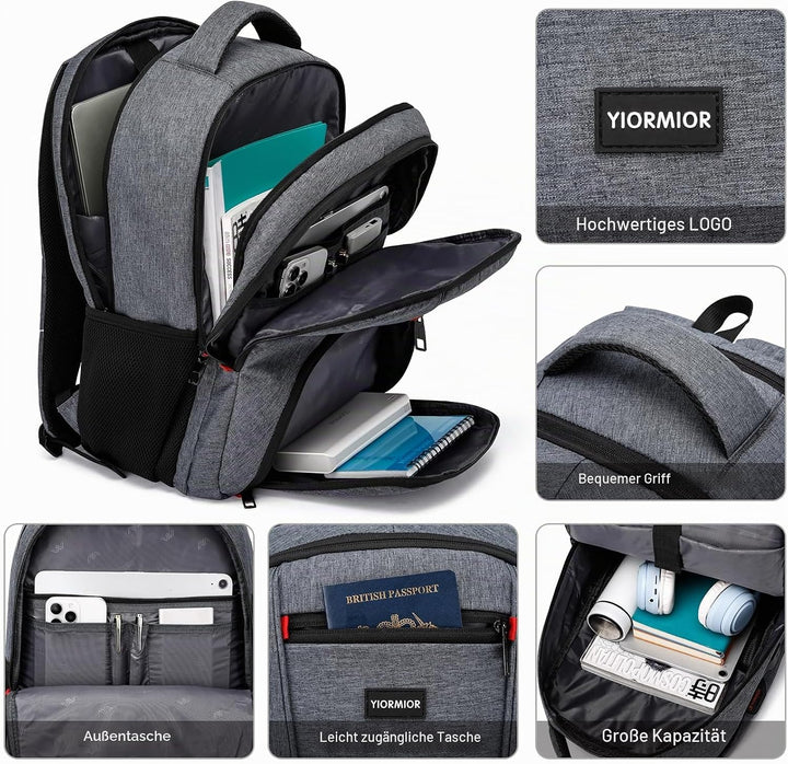Schulrucksack Jungen Mädchen Teenager Rucksack Herren Damen für 15,6 Zoll Laptop Rucksack Arbeit Was