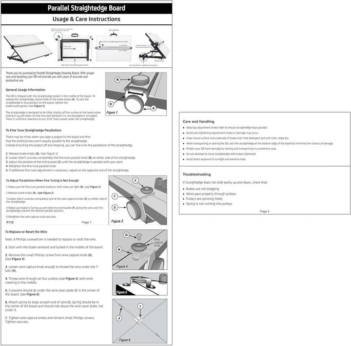 Liquidraw TTM02 Parallel Motion Zeichenbrett, A2, mit 5 verstellbaren Arbeitswinkeln, Clips und quad