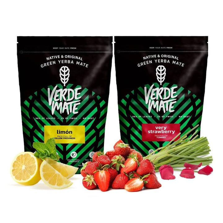 Mate Tee Verde Mate Set 1kg - Brasilien Yerba Mate - 5mm Grobe Blätter - Luftgetrocknet, Staubarm -