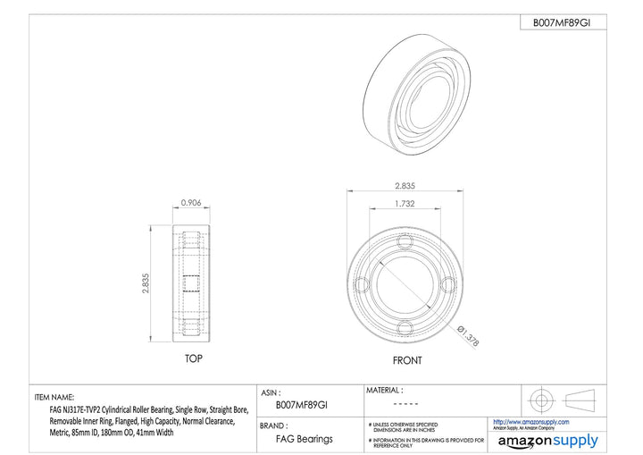 FAG NU2207E-TVP2 zylindrisches Rollenlager, einreihig, gerade Bohrung, herausnehmbarer Innenring, Po