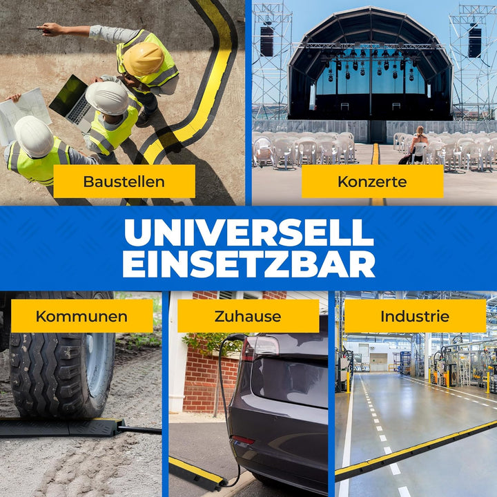 1 Kanal Kabelbrücke mit Deckel überfahrbar Stolperschutz Rampe Brücke Protektor | 10 t Tragkraft Gum