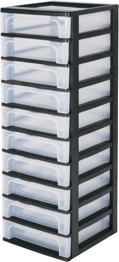 Iris Ohyama, Schubladenschrank, Schubladencontainer, 10 Schubladen mit 4 L, Format A4, durchsichtige