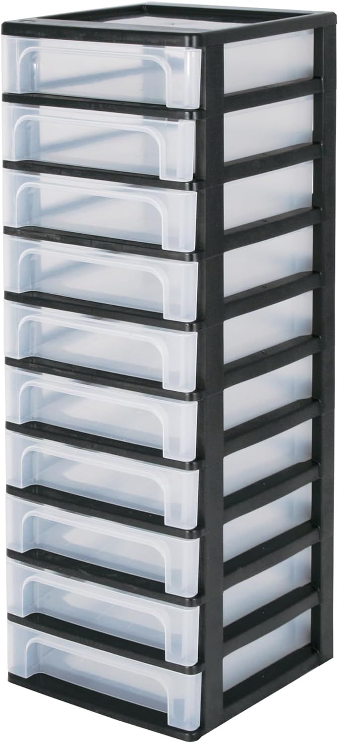 Iris Ohyama, Schubladenschrank, Schubladencontainer, 10 Schubladen mit 4 L, Format A4, durchsichtige