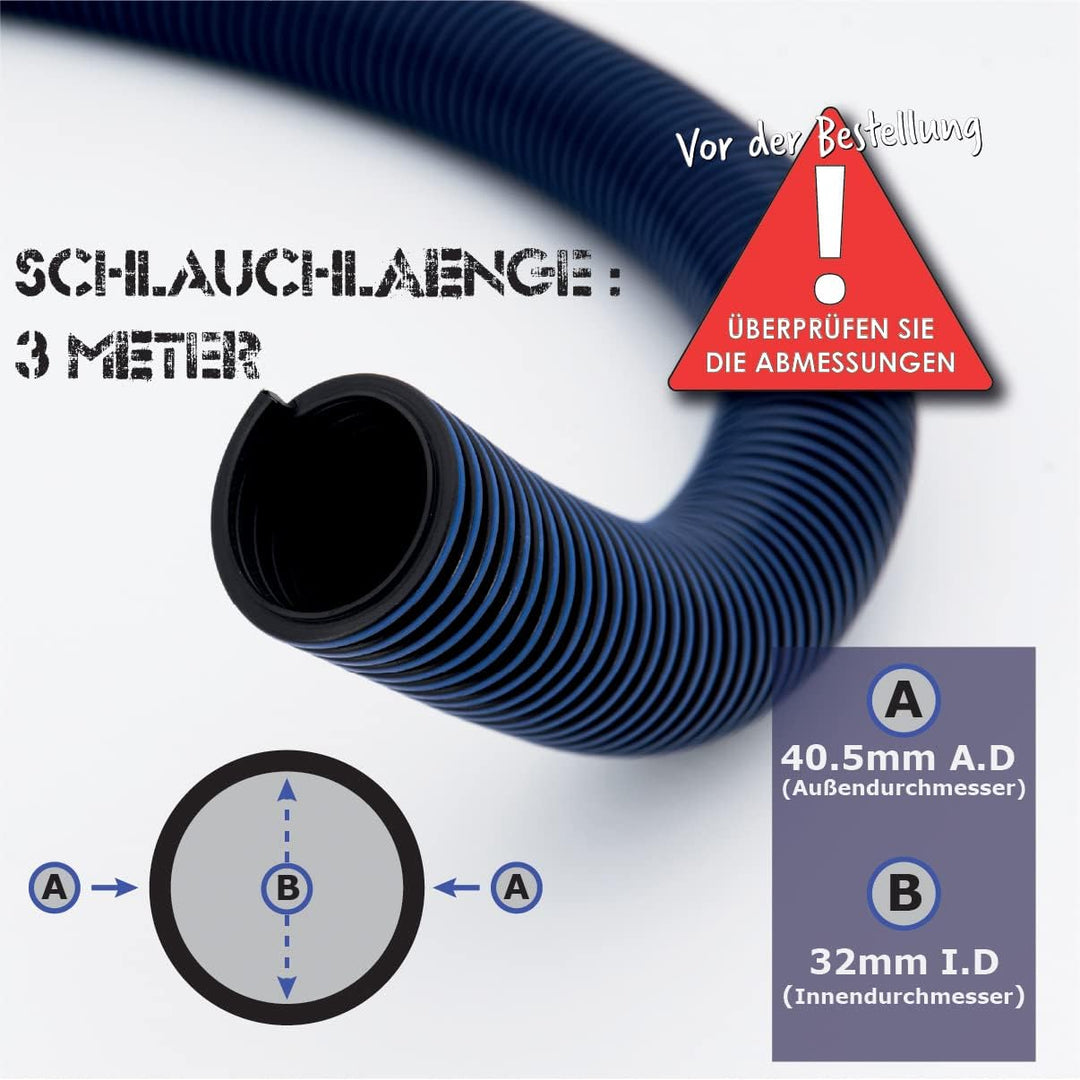 DUST COMMANDER HESD – Schlauch, geriffelt, weich, antistatisch (25/32 mm), verschiedene Längen (3 m,