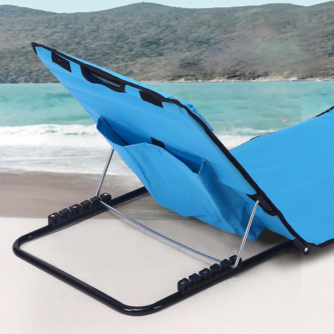 2 Pcs Strandmatte Mit Rückenlehne Liegematte - Gepolsterte Klappbare Strandmatte Mit Verstellbarer R