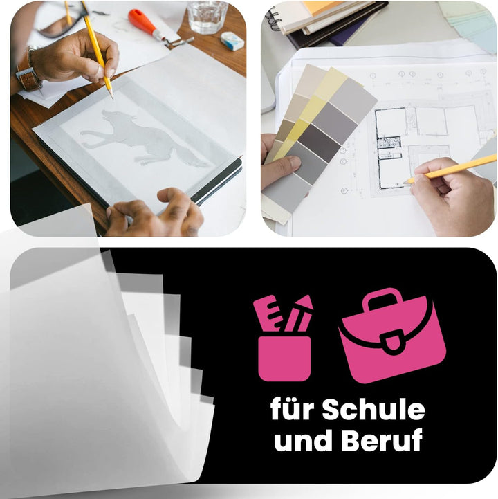 Netuno 50x Weiss Transparentpapier DIN A3 297 x 420 mm 100g durchsichtiges Papier weiss für Einladun