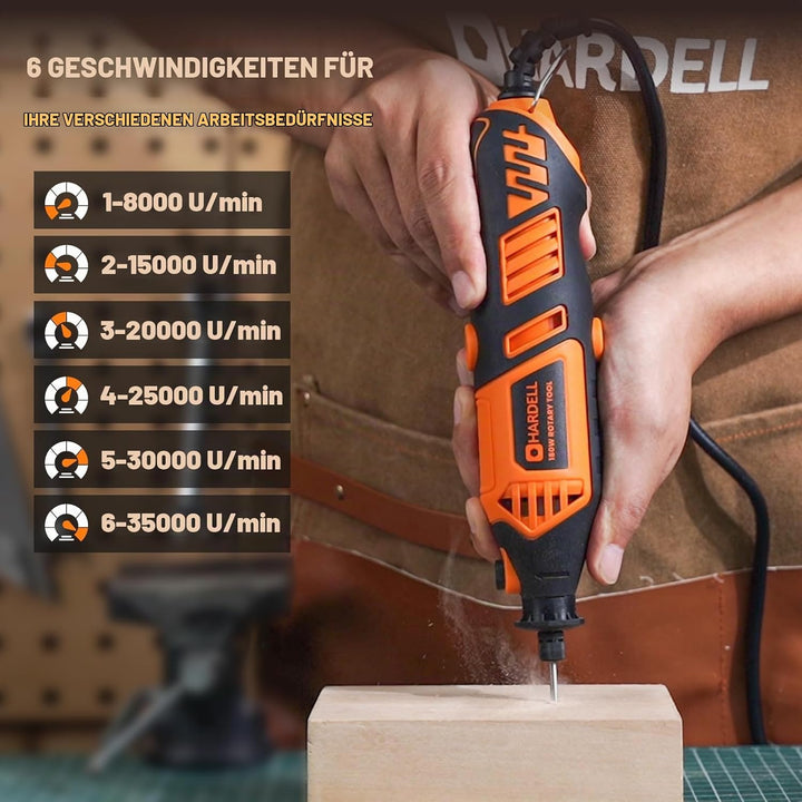 HARDELL Multifunktionswerkzeug Rotationswerkzeug 180W, 6-stufig variable Speed (8000-35000 U/min) mi