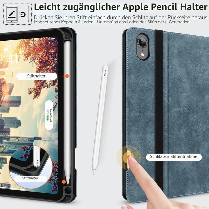 HOLIMET Hülle für iPad Mini 7 2024 (A17 Pro), iPad Mini 6 Hülle 2021 mit Stifthalter 8,3 Zoll PU Led